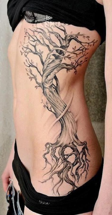 Full Large Tree Side Rib Tattoo Ideas Nature Body Tatt - Ideas de tatuaje de la costilla de lado de árbol grande completo - www.MyBodiArt.com #ink #art #tattoo #tattoosideas #tattooart Dr Tattoo, Tattoo Fe, Tree Tattoo Arm, Tattoos On Side Ribs, Tree Tattoo Men, Willow Tree Tattoos, Tattoo Tree, Rib Tattoos For Women, Mother Nature Tattoos