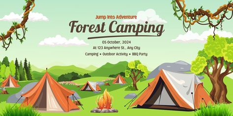 Pro Green Brown Natural Illustrated Forest Camping Banner Banner (Landscape) • 72 × 36 in By Ruangkasa Studio Follow Use this template This t Camping Banner, Forest Camping, Forest Camp, Design Camp, Photo Collage Maker, Marketing Logo, Collage Background, Collaborative Learning, Learning Management System