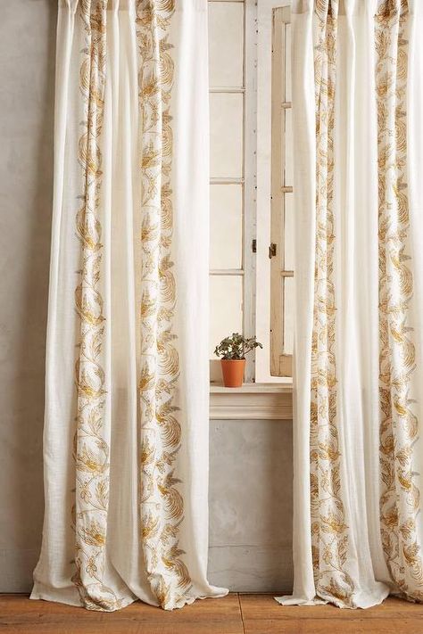 Anthropologie Curtains, Ivory Curtains, Dining Room Curtains, Double Rod Curtains, Double Curtains, Master Bed, Custom Drapes, Home Curtains, White Curtains