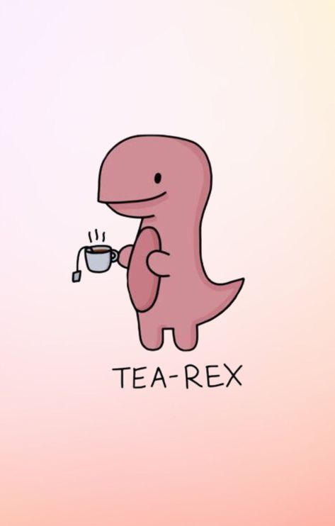 Tea Rex Wallpaper, Pink Dinosaur, Cute Cartoon Wallpapers, T Rex, Cartoon Wallpaper, Medium Art, Cute Cartoon, Cute Wallpapers, Funny Memes