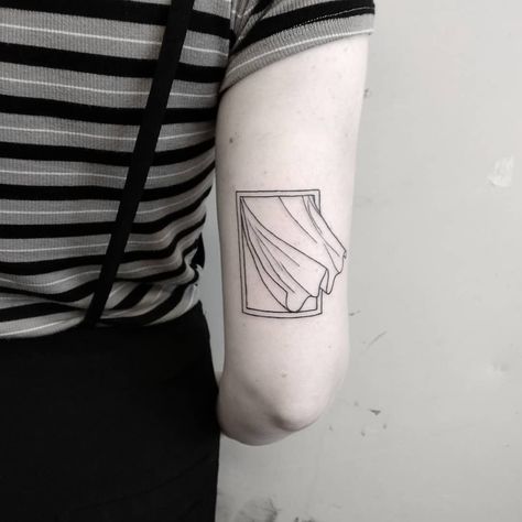 Fine Line Window Tattoo, Window Tattoo Minimalist, Open Window Tattoo, Open Window Drawing, Door Tattoo, Window Tattoo, Astronaut Tattoo, Framed Tattoo, Clever Tattoos