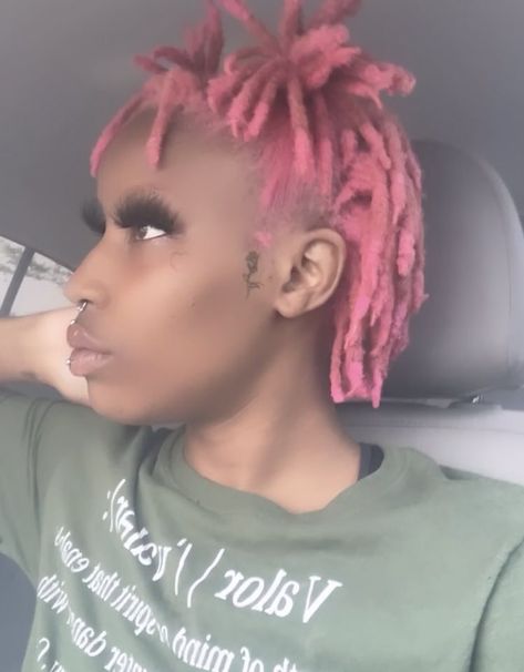 Blonde Pink Locs, Pink Tips Locs, Pink And Blond Locs, Pink Natural Locs, Hot Pink Locs Black Women, Locs Pink, Real Locs, Pink Locs, Color Locs