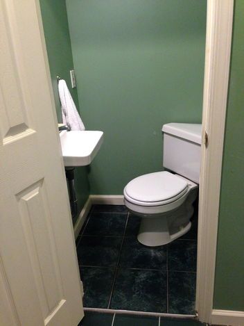 Tiny Bathroom Tiniest Bathroom, Half Bathroom Ideas, Tiny Half Bath, Small Basement Bathroom, Basement Bathroom Design, Bathroom Under Stairs, Add A Bathroom, Tiny Bath, Corner Toilet