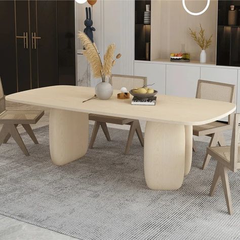 Orren Ellis Coursen Solid Wood Dining Table | Wayfair Wood Table Modern, Wood Rectangle Dining Table, Rectangle Kitchen Table, Modern Contemporary Kitchen, Dining Table Modern, Shoe Rack Living Room, Dinette Tables, Kitchen Wood, Rectangle Dining Table