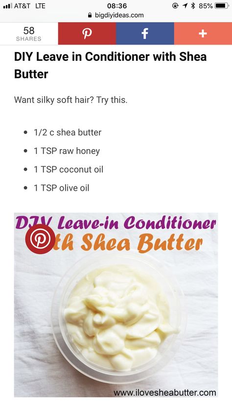 Shea butter leave in conditioner Organic Conditioner Recipe, Diy Natural Leave In Conditioner, Shea Butter Hair Mask Diy, Shea Butter Leave In Conditioner Diy, Homemade Shea Butter For Hair, Shea Butter Recipes For Hair Growth, Shea Butter Conditioner Diy, Natural Leave In Conditioner Diy, Leave In Conditioner For Natural Hair