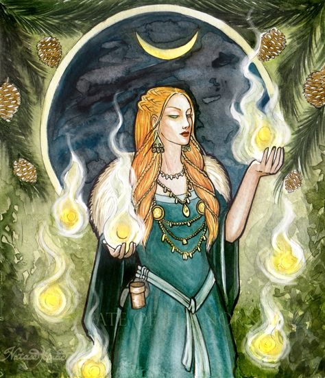 Laufey or Nál is a figure in Norse mythology and the mother of Loki. The latter is frequently mentioned by the matronymic Loki Laufeyjarson (Old Norse 'Loki Laufey's son') in Eddic poetry, rather than the expected traditional patronymic Loki Fárbautason ('son of Fárbauti'), in a mythology where kinship is ideally reckoned through male ancestry. The meaning of the Old Norse name Laufey is unclear, but it is generally taken to be related to lauf ('leaves, foliage'), perhaps attached to the suffix Natasa Ilincic, Loki Laufeyjarson, Norse Names, Celtic Deities, Nordic Mythology, Creature Fantasy, Norse Gods, Norse Goddess, Norse Myth