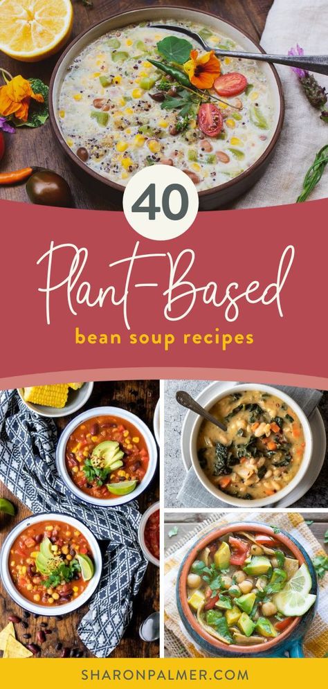 Soups on, everyone! This fabulous collection of 40 plant-based, vegan bean soup recipes are healthy, delicious, and easy. Enjoy! #beansouprecipes #beansoupvegetarian #beansouprecipesvegetarian #beansoupcrockpot #vegansouprecipes #vegansouprecipesplantbased #vegansouprecipeshealthy #plantbasedsoups #plantbasedsouprecipes Plant Based Soups Instant Pot, Plant Based Bean Soup, Vegan Soup Recipes Plant Based, Plant Based Soups And Stews, Wfpb Soup Recipes, Vegan 15 Bean Soup, Plant Based Soup Recipes, Mixed Bean Recipes, Instant Pot Pinto Beans Recipe