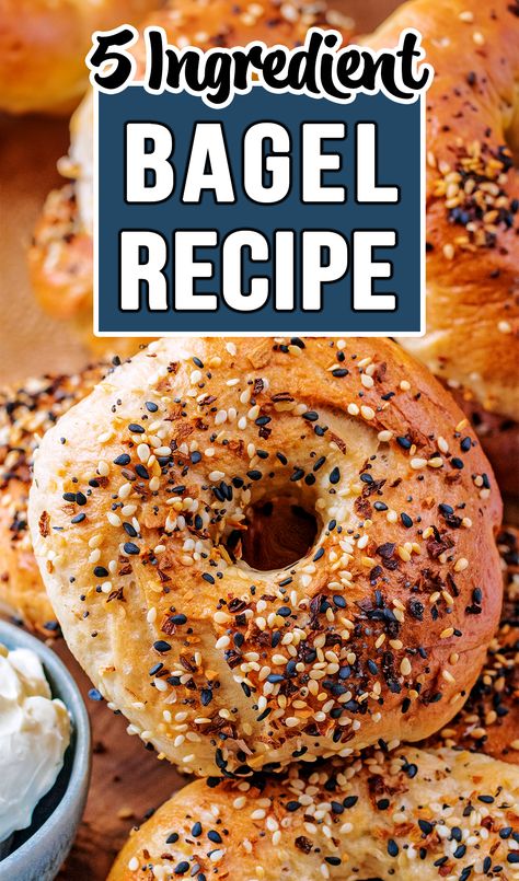 A seeded bagel with a text title overlay. Easy Bagel Recipe No Yogurt, Quick Bagel Recipe, Overnight Bagel Recipe, Easy Bagel Recipe, Breakfast Bagel Recipe, Easy Bagel, How To Make Bagels, Homemade Beef Stew Recipes, Healthy Bagel