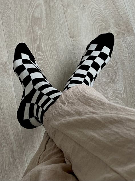 Aesthetic Socks, Checkered Socks, Black And White Socks, Luxury Socks, White Socks, Cute Aesthetic, Designer Socks, Socks, Black And White