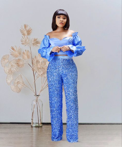 Corporate pant trouser & top Prom Pantsuit, Ankara Jumpsuit Styles, Prom Jumpsuit, Jumpsuit Wedding, Wedding Pantsuit, Pant Trouser, Ankara Skirt And Blouse, Lace Gown Styles, Women Jumpsuit