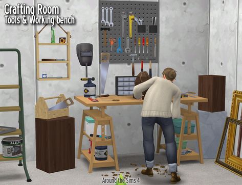 Around the Sims 4 | Custom Content Download | Crafting room - Tools Around The Sims 4, The Sims 4 Custom Content, Crafting Room, The Sims 4 Download, Sims Four, Sims 4 Update, Salon Chairs, Sims 4 Build, Sims 4 Game