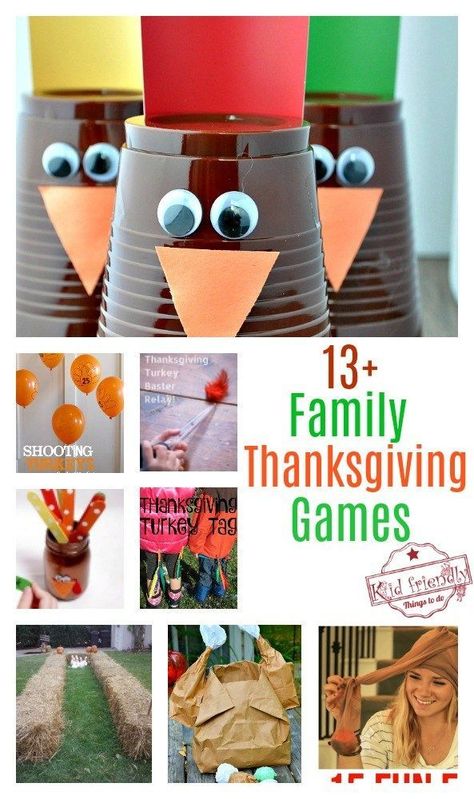 Over 13 Really Fun Thanksgiving Family Games to Play for Kids, Teens and Adults - Make some memories with these DIY ideas - www.kidfriendlythingstodo.com Thanksgiving Crafts And Activities, Turkey Games, Thanksgiving Family Games, Thanksgiving Games For Adults, Fun Thanksgiving Games, Family Games To Play, Friendsgiving Games, Thanksgiving Games For Kids, Play For Kids