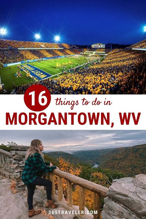 Morgantown, WV is a picturesque college town that's filled with fun things to do! It's known for its lively downtown area, which is full of shops, restaurants, and bars. It’s a great place to visit for its unique blend of outdoor activities and cultural events. Here are 16 things to do in Morgantown WV that you're gonna love! Maryland Day Trips, West Virginia Vacation, West Virginia Travel, Morgantown West Virginia, Parkersburg Wv, Virginia Vacation, Morgantown Wv, Virginia Travel, Harpers Ferry