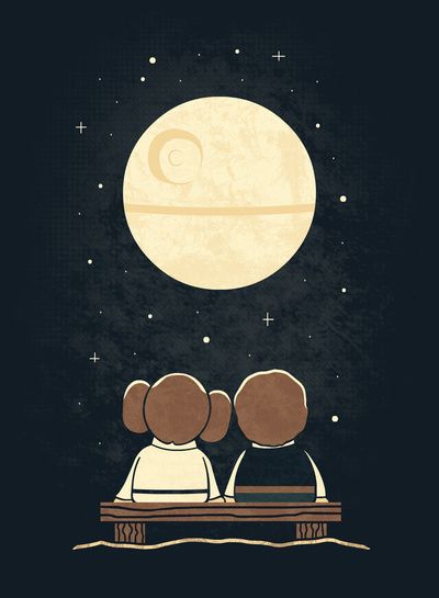 Cute Star Wars art ~ Han Solo and Princess Leia Han Leia, Moon Movie, Moon Gazing, Star Wars Painting, Han And Leia, Star Wars Quotes, Star Wars Love, Power Pop, Star Wars Wallpaper