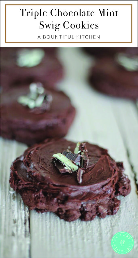 Swig Cookies Copycat, Crumple Cookies, Smash Cookies, Chocolate Andes Mint Cookies, Swig Cookies, Andes Mint Cookies, Andes Mints, Dark Chocolate Frosting, Andes Mint