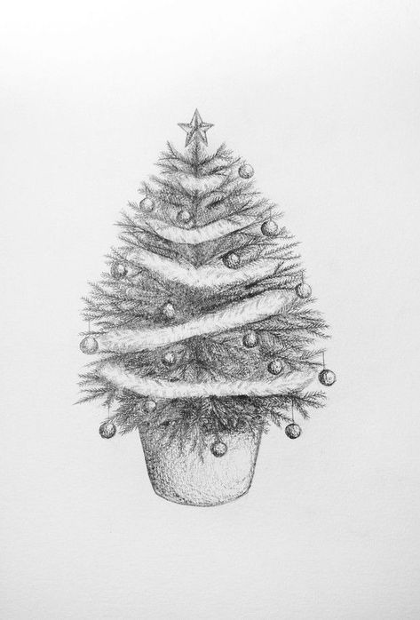 Give your Christmas cards or festive art an upgrade by learning how to draw a Christmas tree with Charlotte Kinson's step-by-step-guide 🎄 Drawing Xmas Trees, Christmas Tree Reference Drawing, Christmas Doodles Step By Step, How To Draw A Christmas Tree, Christmas Pencil Drawings, How To Draw A Christmas Tree Realistic, Christmas Tree Sketch Simple, Step By Step Chrirmas Tree, Christmas Tree Step By Step