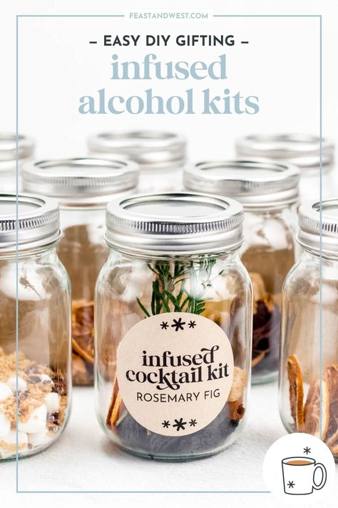 Mason Jar For Drinks, Diy Spice Gift, Infused Liquors Recipes, Fall Drink Mixes In A Jar, Drinks With Dehydrated Fruit, Diy Drink Kits Gift Ideas, Simple Syrup Gift Ideas, Cocktail Kit Wedding Favor, Alcohol Infused Food Recipes