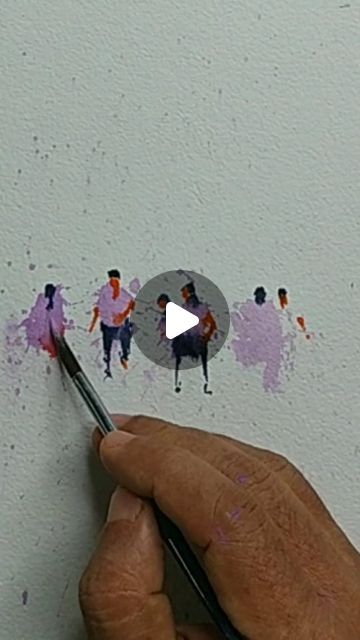 Watercolor Painting Techniques Videos, Watercolor Techniques Tutorial Videos, Watercolor People Simple, Watercolor Art Lessons Tutorials, Watercolor Tutorial Videos, Figure Painting Tutorial, Tiny Watercolor Paintings, Mini Watercolor Paintings, Watercolor Techniques Tutorial