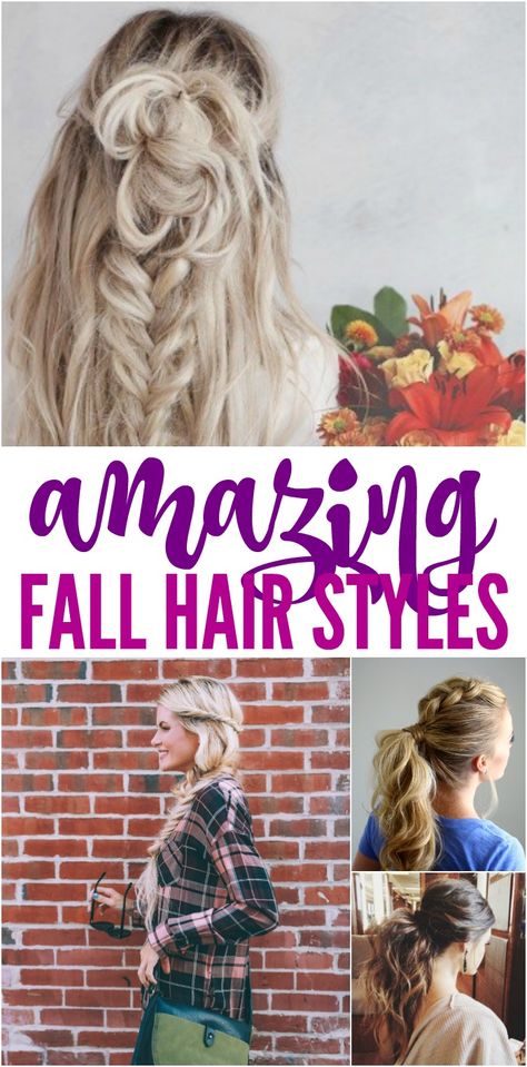 Amazing Fall Hair Styles and Trends for Women! The best Curls, Braids, and Updos for Fall Football Games, Thanksgiving, Holidays, and easy everyday looks! Hairstyles For Fall Pictures, Fall Hair Dos, Hairstyles For Thanksgiving, Fall Hair Styles, Thanksgiving Hairstyles, Games Thanksgiving, Curls Braids, Weekend Hair, Natural Beauty Secrets