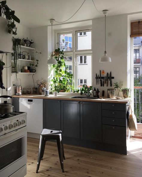 Kitchen of the Week: architect Stine Marie Rosenborg’s (@srosenborg ) light-filled DIY Copenhagen kitchen, Ikea hack included. Visit the link in our bio for the full tour! Danish Hygge Interiors, Ranarp Ikea, Copenhagen Kitchen, Danish Hygge, Kitchen Ikea, Diy Storage Bench, Hygge Style, Ikea Cabinets, Wall Mounted Cabinet