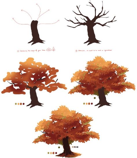 수채화 그림, Digital Painting Tutorials, Watercolor Trees, Tree Drawing, 판타지 아트, Digital Art Tutorial, Tree Painting, Painting Tutorial, Art Techniques