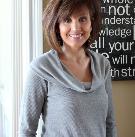 The Angled Bob Haircut - Cyndi Spivey Angled Bob Haircuts With Bangs, Angled Bob With Layers, Angled Bob Haircut, Ladies Short Hair, Wavy Bob Long, Modern Bob Hairstyles, Haircuts For Ladies, Chin Length Cuts, Long Hair Cut Short