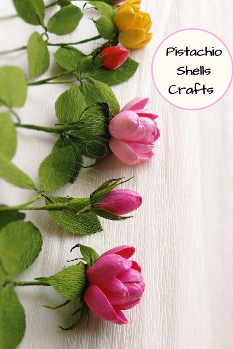 Make this beautiful Roses using Pista Shells..full Tutorial link below Pistachio Art Diy, Pista Art Pistachio Shells, Pistachios Shells Crafts, Mini Garden Ideas, Pista Shell Crafts Ideas, Pista Shell Art, Pistachio Shell Crafts, Pista Shell Crafts, Pistachio Shells