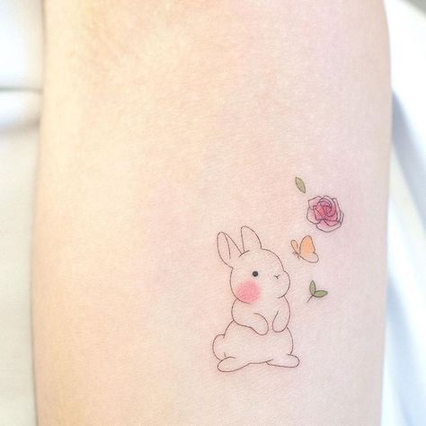 Cute butterfly and bunny tattoo Best Butterfly Tattoos, Tattoos 2022, Bunny Tattoo, Hand Tattoos For Girls, Bunny Tattoos, Rabbit Tattoos, Kawaii Tattoo, Inspiration Tattoos, Bff Tattoos