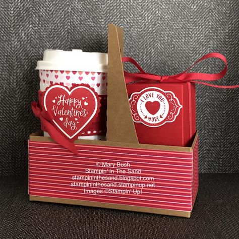 Coffee Cup Gift Ideas Filled Birthday, Stampin Up Mini Coffee Cup Carrier, Coffee Carrier, Valentines Coffee, Mini Coffee Cups, Tiny Cakes, Coffee Holder, Cards Homemade, Cute Coffee Cups