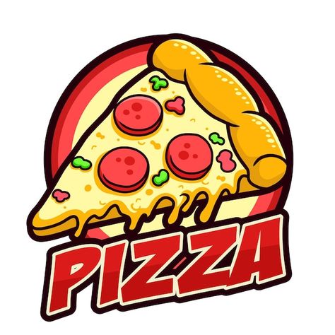 Pizza Logo Design Graphics, Pizza Logo Design Ideas, Pizza Logo Design, Pizza Illustration, Pizza Vector, Piece Of Pizza, Pizza Logo, Pizza Design, Illustration Vector