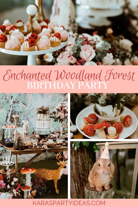 Forest Princess Birthday Party, Fairy Woodland Birthday Party, Woodland Forest Birthday Party, Magical Forest Theme Birthday Party, Woodland Tea Party Ideas, Fall Enchanted Forest Party, Enchanted Forest Bday Party, Woodland Creature Birthday Party, Mystical Forest Party