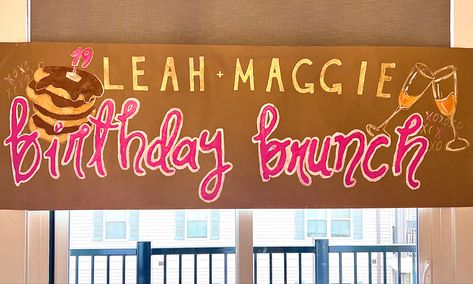 college sorority painted brown paper banner birthday 21st sign night Birthday Brown Paper Sign, College Banner Design, Brown Paper Sign Party Ideas, Brown Paper Painted Banner, Brown Paper Banner, Football Party Banner, Party Banner Design, College Banner, Brunch Sign