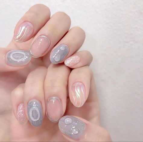 Wet Nails, Korea Nail Art, Korea Nail, French Tip Gel Nails, Flame Nail Art, Subtle Nails, Basic Nails, Pretty Gel Nails, Nail Idea