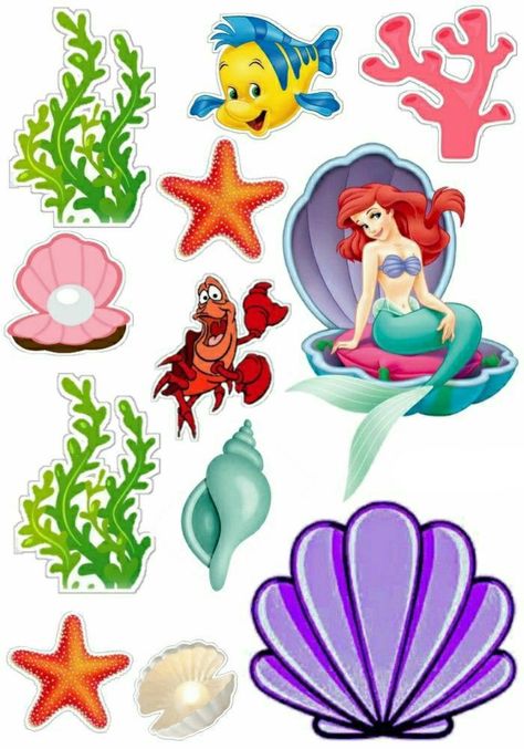 Ariel Cake Toppers, Little Mermaid Cake Topper, Birthday Party Mermaid, Mermaid Happy Birthday, Ariel Cake, Ariel Birthday Party, Diy Cake Topper Birthday, Photo Cake Topper, Little Mermaid Cakes