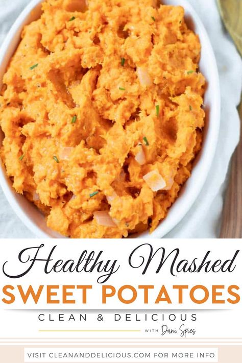 These Healthy Mashed Sweet Potatoes are a favorite in my house. They’re easy to make and so tasty. I like to make this recipe on busy weeknights because it pairs well with chicken and fish. They are also the perfect side dish to round out your holiday table. Mashed Sweet Potatoes are a fun change from my go-to mashed potatoes! | @danispies #healthymashedsweetpotatoes #healthyeastersidedishes #healthyeastermenu #howtomakehealthymashedsweetpotatoes Healthy Mashed Sweet Potatoes, Mashed Sweet Potatoes Healthy, Sweet Potato Recipes Mashed, Healthy Kid Friendly Meals, Healthy Winter Meals, Steamed Sweet Potato, Orange Sweet Potatoes, Easter Side Dishes, Healthy Thanksgiving Recipes