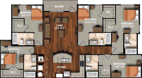 Apartment Layout 5 Bedroom, Apartment For 5 People, 5 Bedroom Apartment Layout, 6 Bedroom Apartment Floor Plans, 5 Bed Apartment Floor Plan, Four Bedroom Apartment Floor Plan, 5 Bedroom Apartment Floor Plans, Big Apartment Layout, Big Apartment Floor Plan