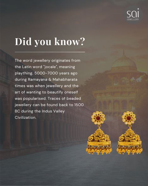 Follow @saijewellery for more interesting facts about jewellery! #saijewellery #saijewellerypune #jewellery #facts #jewellerydesign #didyouknow Did You Know Jewelry Facts, Fun Facts About Jewelry, Jewellery Instagram Story Ideas, Jewellery Story Ideas, Jewellery Instagram Story, Jewellery Content, Jewellery Branding, Jewelry Facts, Jewelry Product Shots