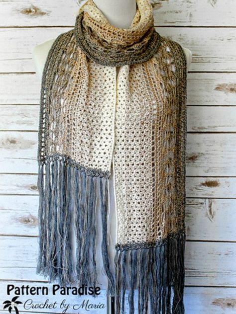 Crochet Boho Scarf Pattern Free, Wearable Crochet, Crochet Scarf Easy, Fast Crochet, Scarf Ideas, Crochet Scarfs, Scarf Patterns, Crochet Scarf Pattern Free, Crochet Sweaters