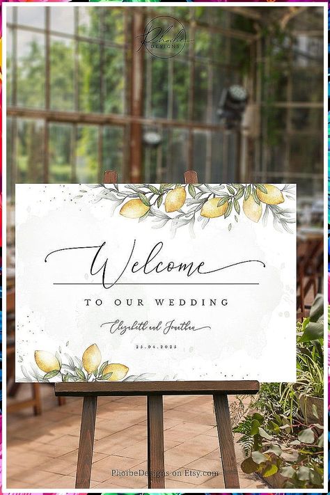 Wedding Welcome Table - Lack of Time? Stop searching and buy them from Amazon.com - Visit NOW!! Welcome Wedding Board, Lemon Printable, Lemon Themed Wedding, Wedding Welcome Table, Lemon Wedding, Lemon Wedding Invitations, Wedding Welcome Board, Citrus Wedding, Mediterranean Wedding