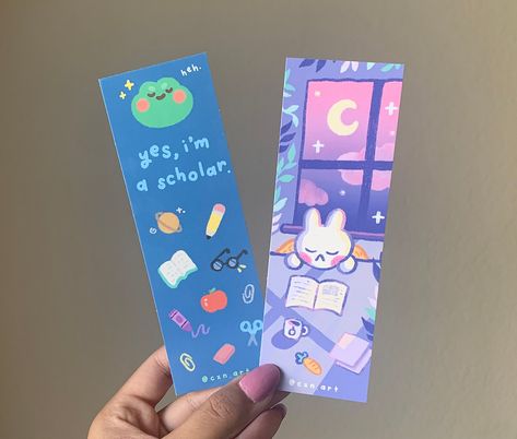 cxnart | cute & sustainable stickers, stationery, totes, and more Bunny Reading, Frog Bookmark, Aesthetic Bunny, Reading Bookmarks, Custom Bookmarks, Riso Print, Cute Bookmarks, Book Markers, Watercolor Wallpaper