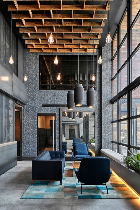 Residential Lobby Design, House Lobby, Modern Hotel Lobby, Residential Lobby, Modern Lobby, Reclaimed Wood Paneling, Nendo Design, Hotel Lobby Design, Lobby Interior Design