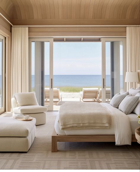 Modern Beach House Bedroom, Palm Beach Decor, Beach House Aesthetic, California Beach House, Beach House Bedroom, Luxury Beach House, Harbor House, House Color Palettes, Coastal Modern