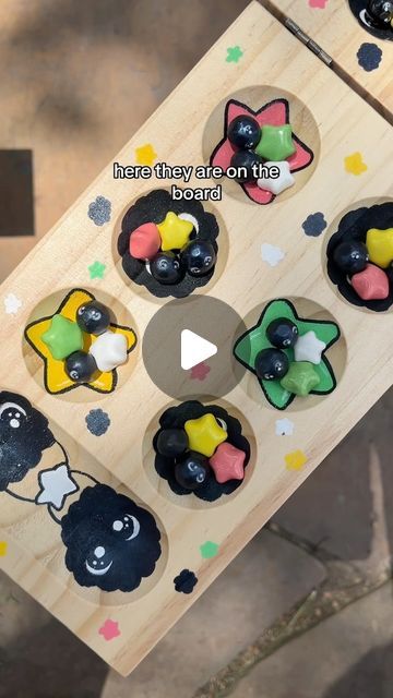 The Midori House on Instagram: "Taking a nostalgic movie and mixing it with a nostalgic game 💖🌚⭐️  . soot sprite and star candy (koneitpo) mancala  24 matte or glossy soot sprites 24 ceramic paper stars sealed wooden board 1/1  . design will not be repeated and will be available in the mid/late August restock 💖 . . . #mancala #cutegames #sootsprites" Mancala Board Design, Diy Mancala Board Clay, Ceramic Mancala Board, Clay Mancala Board, Mancala Board Diy, Mancala Board, Mancala Game, Soot Sprite, Soot Sprites