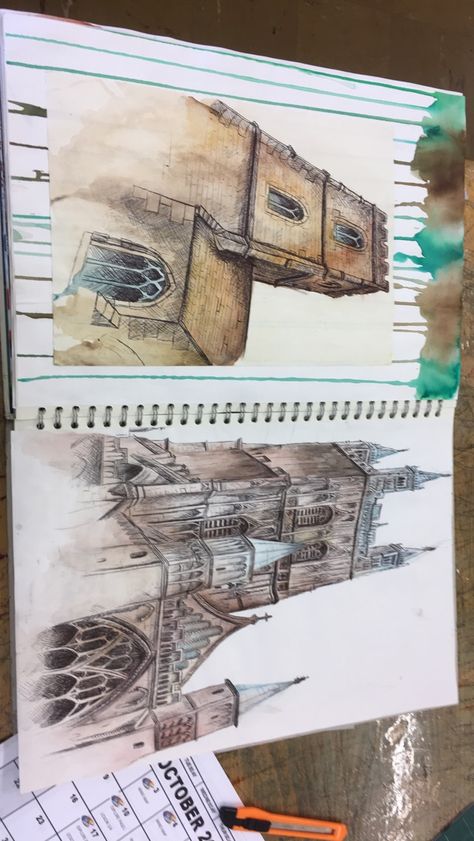 Sunga Park record page #sungapark #gcse #gcsefineart #gcseart #cityart #gloucesterart #citiesart #gloucestercatherdral #churchart #cathedralart #watercolour #biroart #paints Sunga Park, Gcse Sketchbook, Art Identity, Textiles Gcse, Art Coursework, Igcse Art, Leave Art, Project Architecture, Art Examples