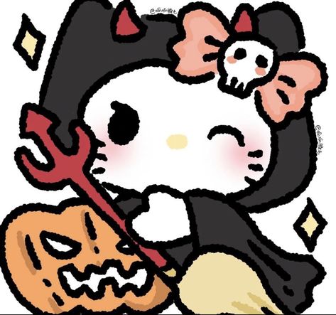 Cute Halloween Pfp, Halloween Profile Pics, Sanrio Pfps, Halloween Sanrio, Halloween Matching Pfp, Hello Kitty Halloween Wallpaper, Halloween Pfps, Sanrio Pfp, Sanrio Halloween