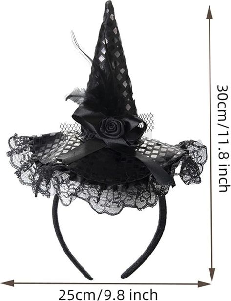 Amazon.com: Dzrige Halloween Witch Hat Headband Witch Feather Headwear with Lace Trim Witch Hat Headpiece Accessories for Halloween Party Cosplay (Black) : Toys & Games Witch Hat Headband, New Year Hair, Witch Headband, Cartoon Witch, Black Witch Hat, Headpiece Accessories, Cartoon Halloween, Christmas Hair Accessories, Halloween Accessories Hair