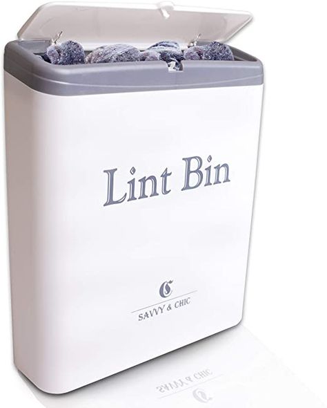 Amazon.com: SAVVY & CHIC Lint Bin with Lid Laundry Room Organizer - Small Trash Bin, Tiny Waste Can - Magnetic or Wall Mountable Mini Garbage Storage, Warm White: Home & Kitchen Large Laundry Room Ideas, Laundry Room Organizer, Lint Bin, Large Laundry Room, Garbage Storage, Room Organizer, Small Laundry Room Organization, Large Laundry Rooms, Laundry Room Ideas