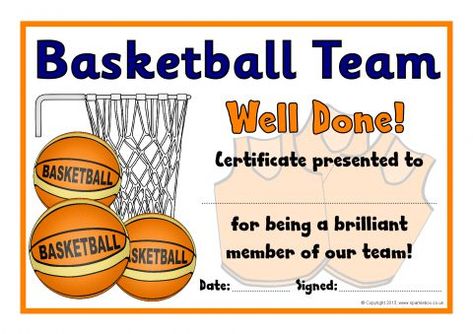 Basketball Club Award Certificates (SB9550) - SparkleBox Basketball Awards, Basketball Rules, Basketball Tricks, Basketball Moves, Uk Basketball, Basketball Practice, Basketball Plays, Basketball Party, Basketball Tips