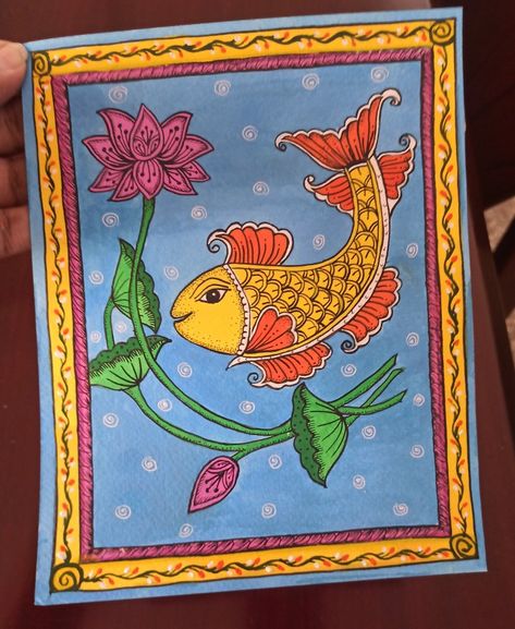 #fish painting #indianpainting Simple Pattachitra Paintings, Pattachitra Art Easy, Pattachitra Art Paintings, Pattachitra Paintings Easy, Pattachitra Paintings Design, Madhubani Fish Paintings, Pattachitra Paintings Odisha, Orissa Pattachitra, Odisha Art