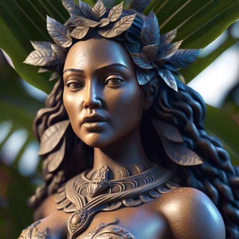 The 12 Most Important Hawaiian Gods and Goddesses - Myth Nerd Hawaiian Goddess Art, Haumea Hawaiian Goddess, Tiki Gods Hawaiian, Hawaiian Gods And Goddesses, Hawaiian Goddess Tattoo, Hawaii Spiritual, Hawaiian Spirituality, Pele Hawaiian Goddess, Polynesian Mythology